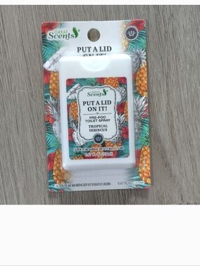 4/$12🌀🆕Put A Lid On It Tropical Hibiscus Toilet Bowl Spray - White